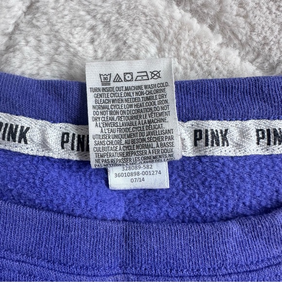 Victoria's Secret PINK | Purple & Black Varsity Crew Neck | Size Small - Picture 8 of 10